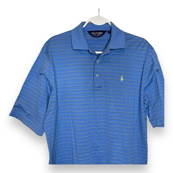 Polo Golf Ralph Lauren Polo Shirt Mens S Blue Striped Short Sleeve Pima Cotton - Picture 4 of 9